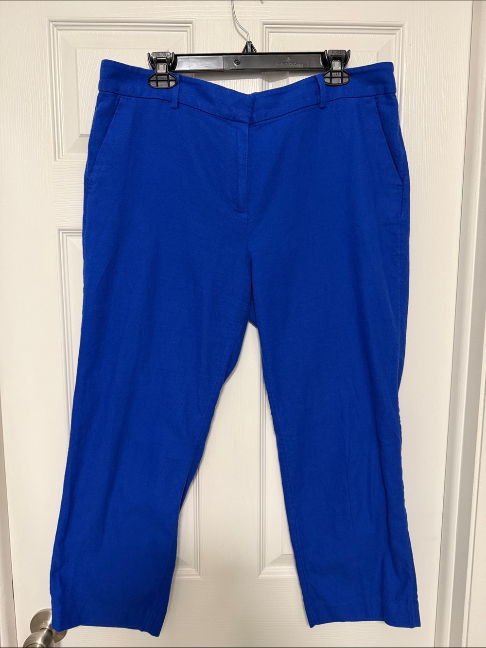 LOFT Riviera Cobalt Blue Linen Blend Ankle Pants Size 12